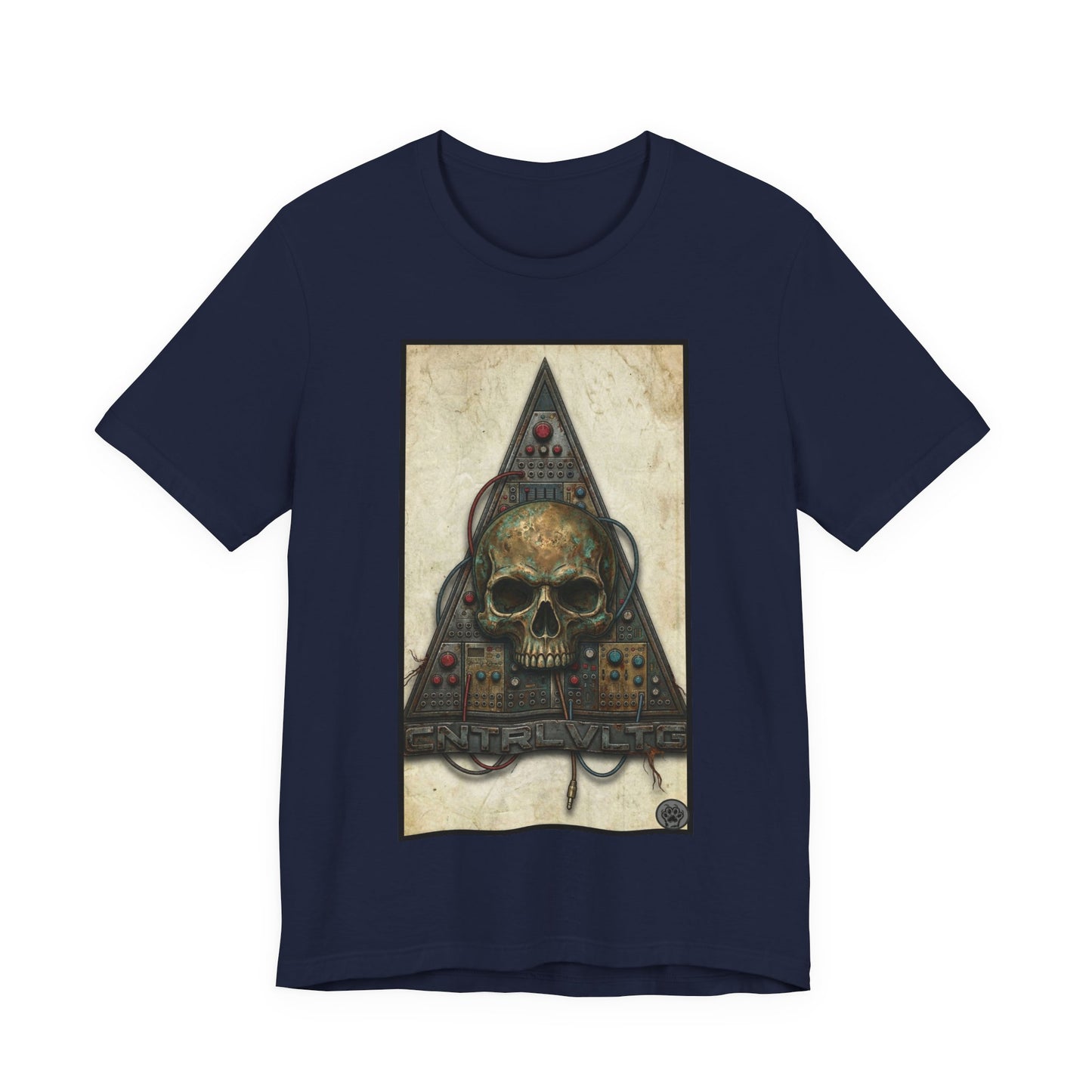 CV - Control Voltage - Ancient Skull Modular Analog Synth Tee — Retro Electronic Skull Graphic T-Shirt