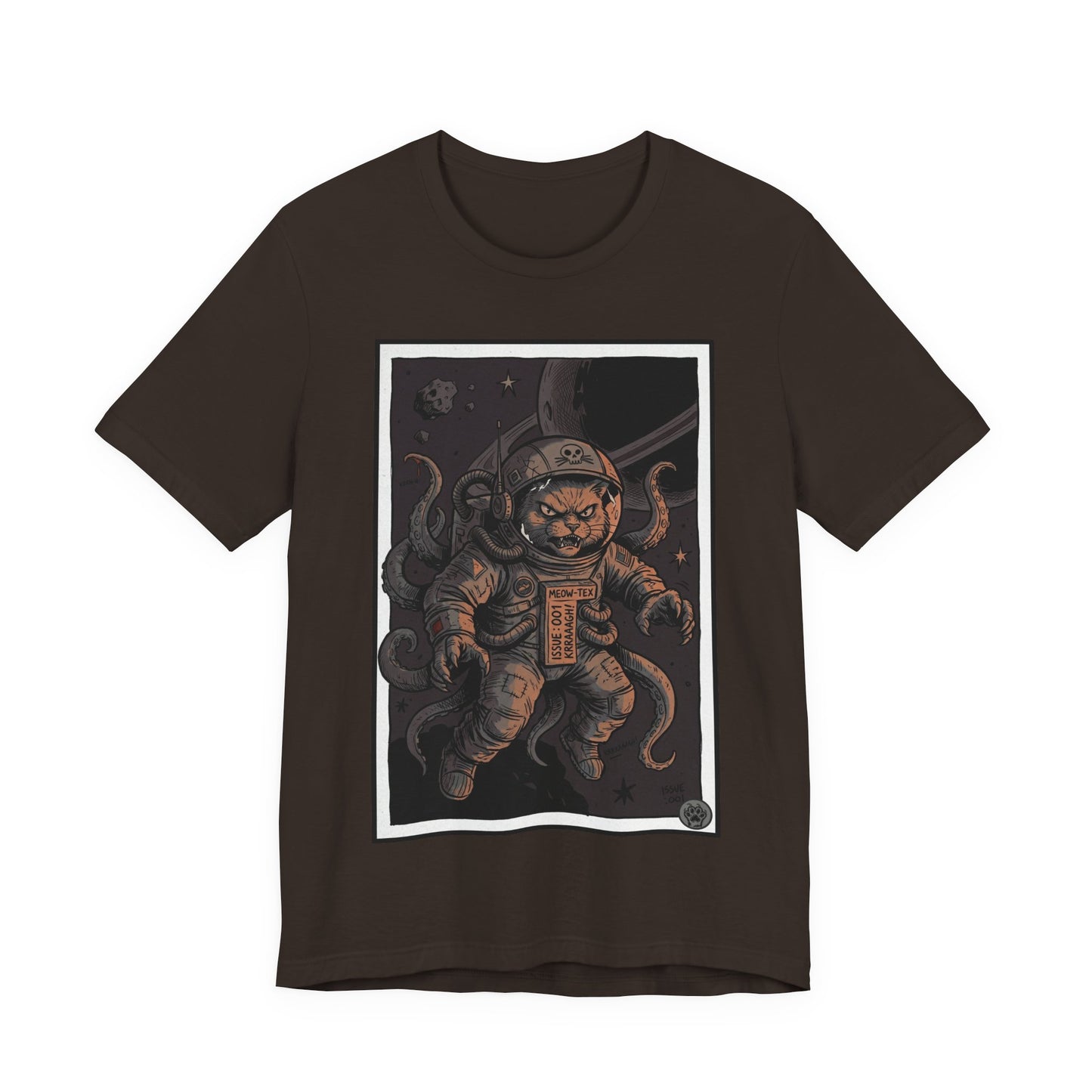 AlienCat Astronaut In Space! - Dark - Cat Graphic Tee – Space Cat with Tentacles Illustration