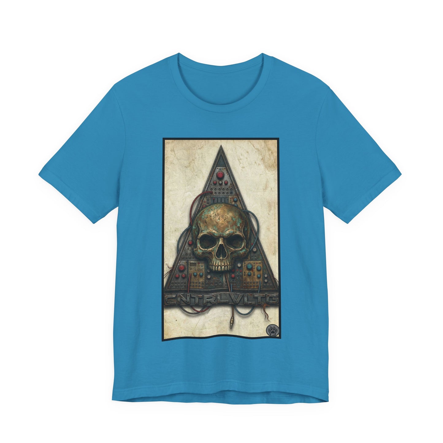 CV - Control Voltage - Ancient Skull Modular Analog Synth Tee — Retro Electronic Skull Graphic T-Shirt