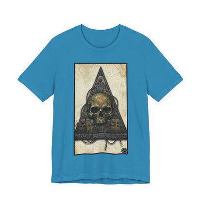 CV - Control Voltage - Ancient Skull Modular Analog Synth Tee — Retro Electronic Skull Graphic T-Shirt