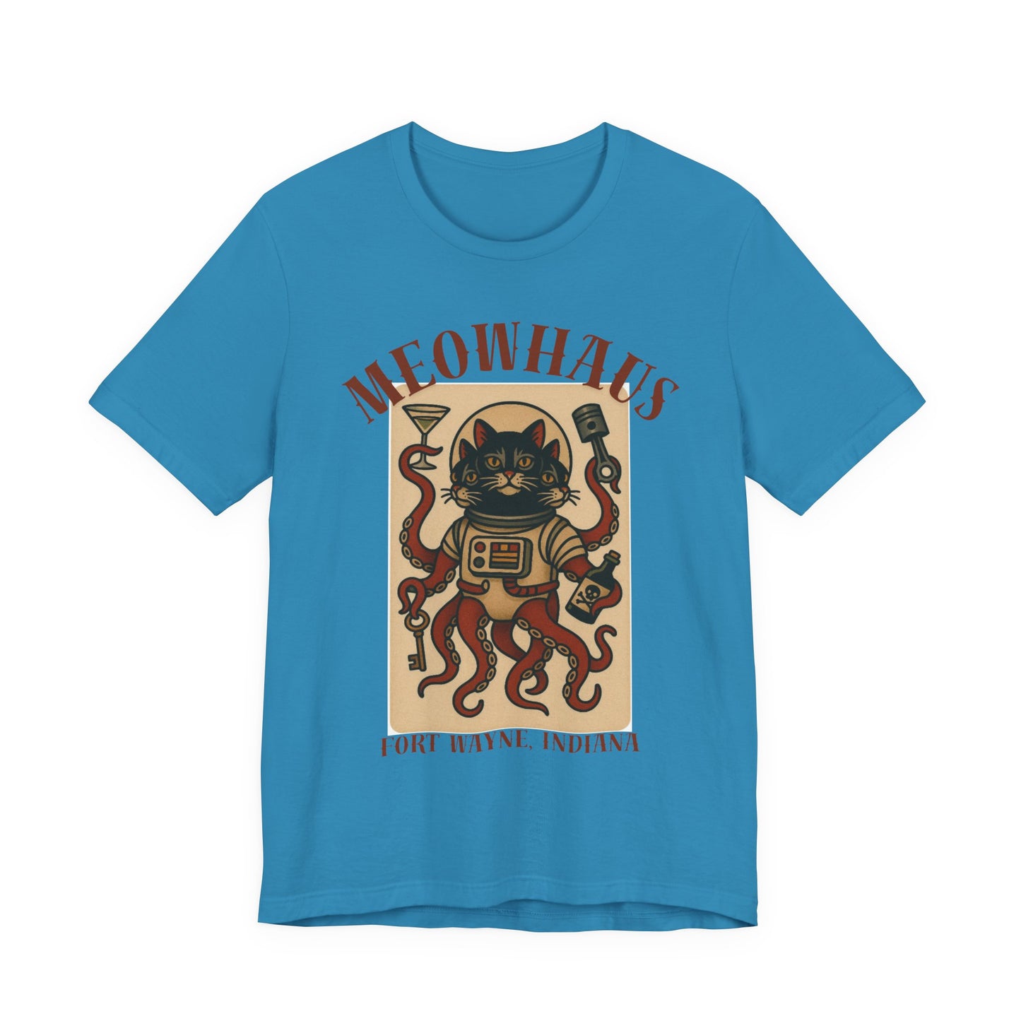 Alien Cat Astronaut Vintage Tattoo Tee – Sci‑Fi Cat Octopus T‑Shirt (Fort Wayne, Indiana)