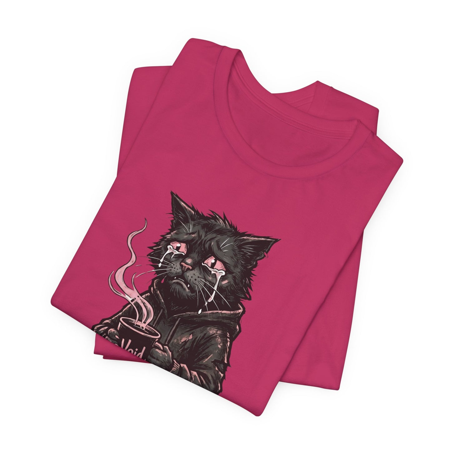 VOID - The Dark Void Cat T‑Shirt — Gothic Coffee Black Cat Illustration Tee