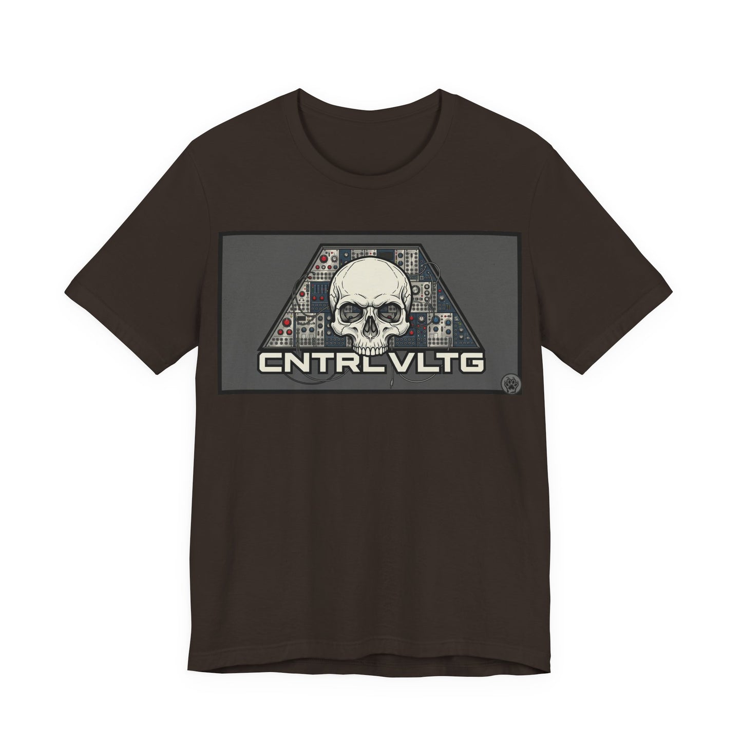 CV Control Voltage - TriBase Grey - Skull Modular Synth Analog Circuit 'CNTRL VLTG' Graphic Tee - Retro Tech Skull T-Shirt
