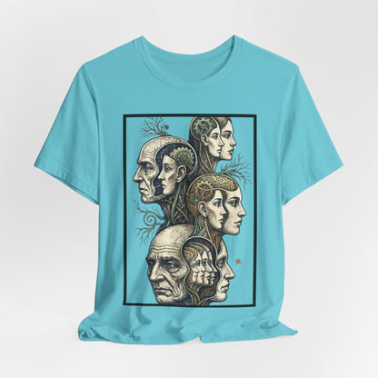 Family of Thought - Crop - Evolution of Minds T-Shirt — Surreal Human Faces Art Tee