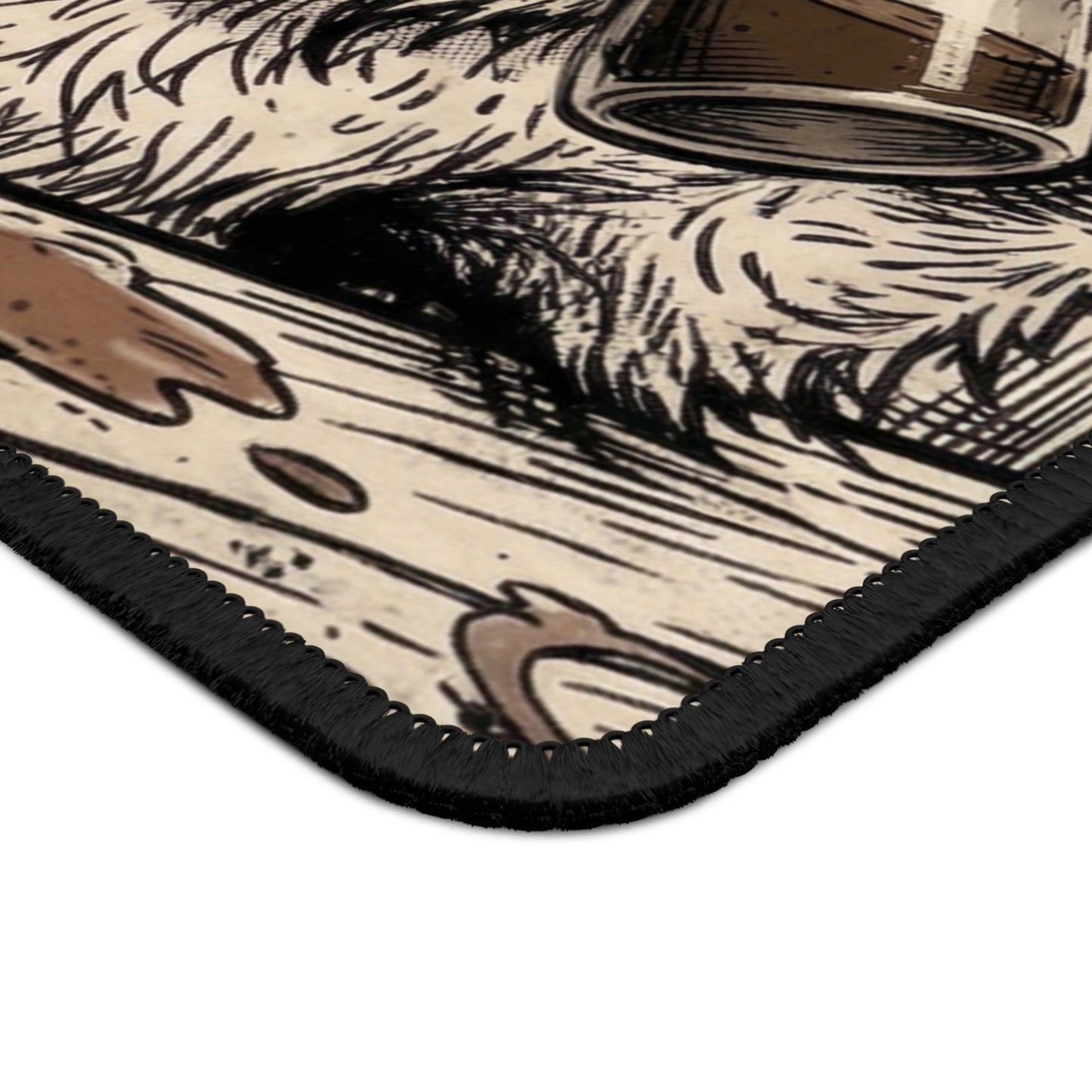 Scraps - GFM - Tired Exhausted Kitty Drinking Coffee - Gaming Mouse Pad