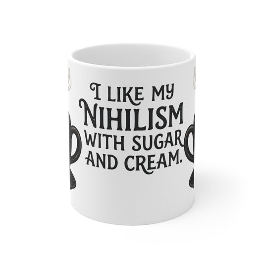 VOID - Nihilism Coffee Mug 11oz – "I Like My Nihilism With Sugar and Cream" Skull Cup