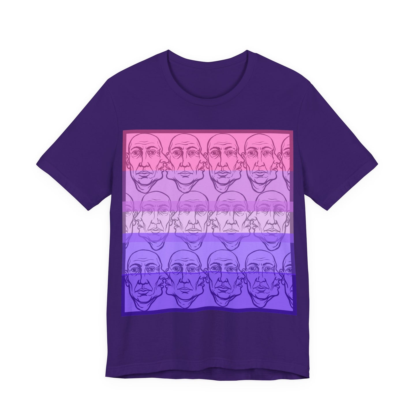 HotGossip - Warm Tones - Abstract Repeating Face Tee — Pink to Purple Gradient Graphic Shirt