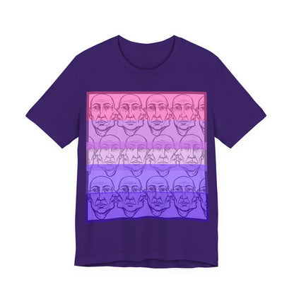 HotGossip - Warm Tones - Abstract Repeating Face Tee — Pink to Purple Gradient Graphic Shirt