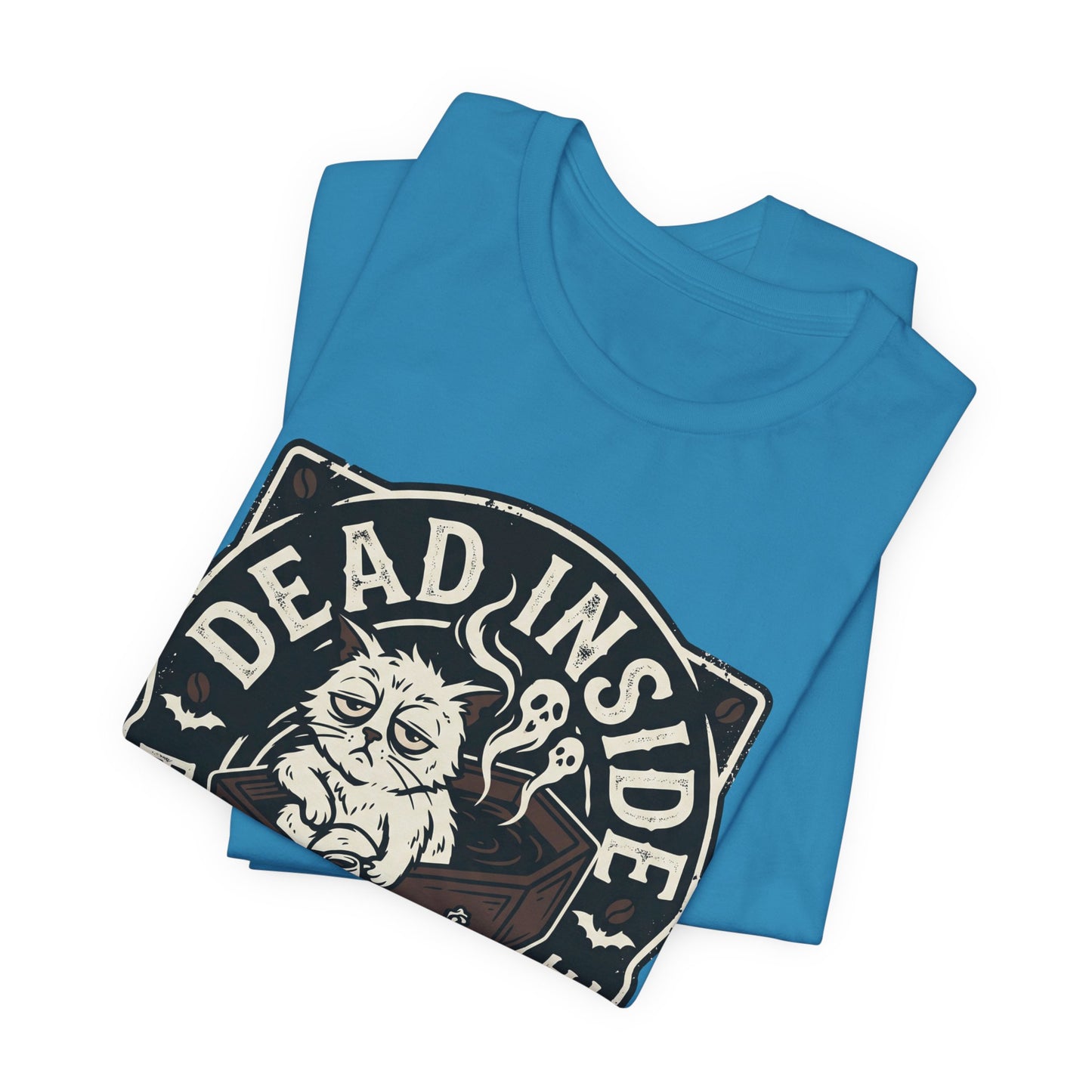 VOID - Dead Inside But Still Need Coffee T-Shirt - Coffee Cat Humor Tee