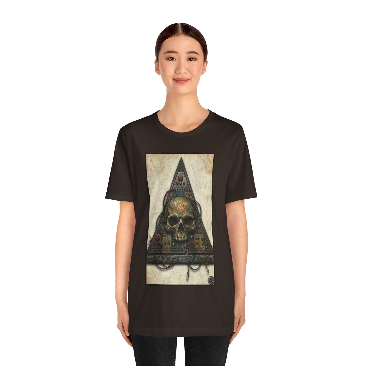 CV - Control Voltage - Ancient Skull Modular Analog Synth Tee — Retro Electronic Skull Graphic T-Shirt