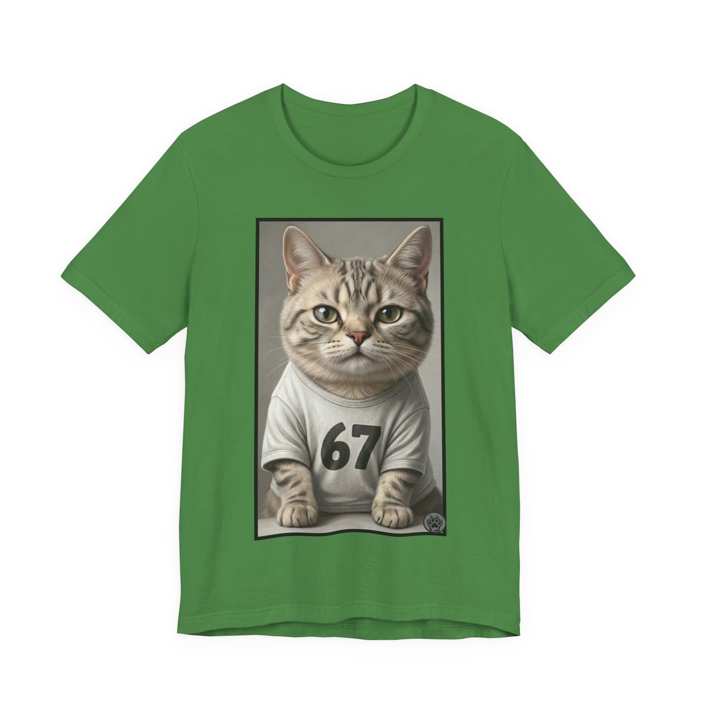 67 Meme - New Variation! - Cat Jersey T‑Shirt — Cute Kitten Portrait with Number 67