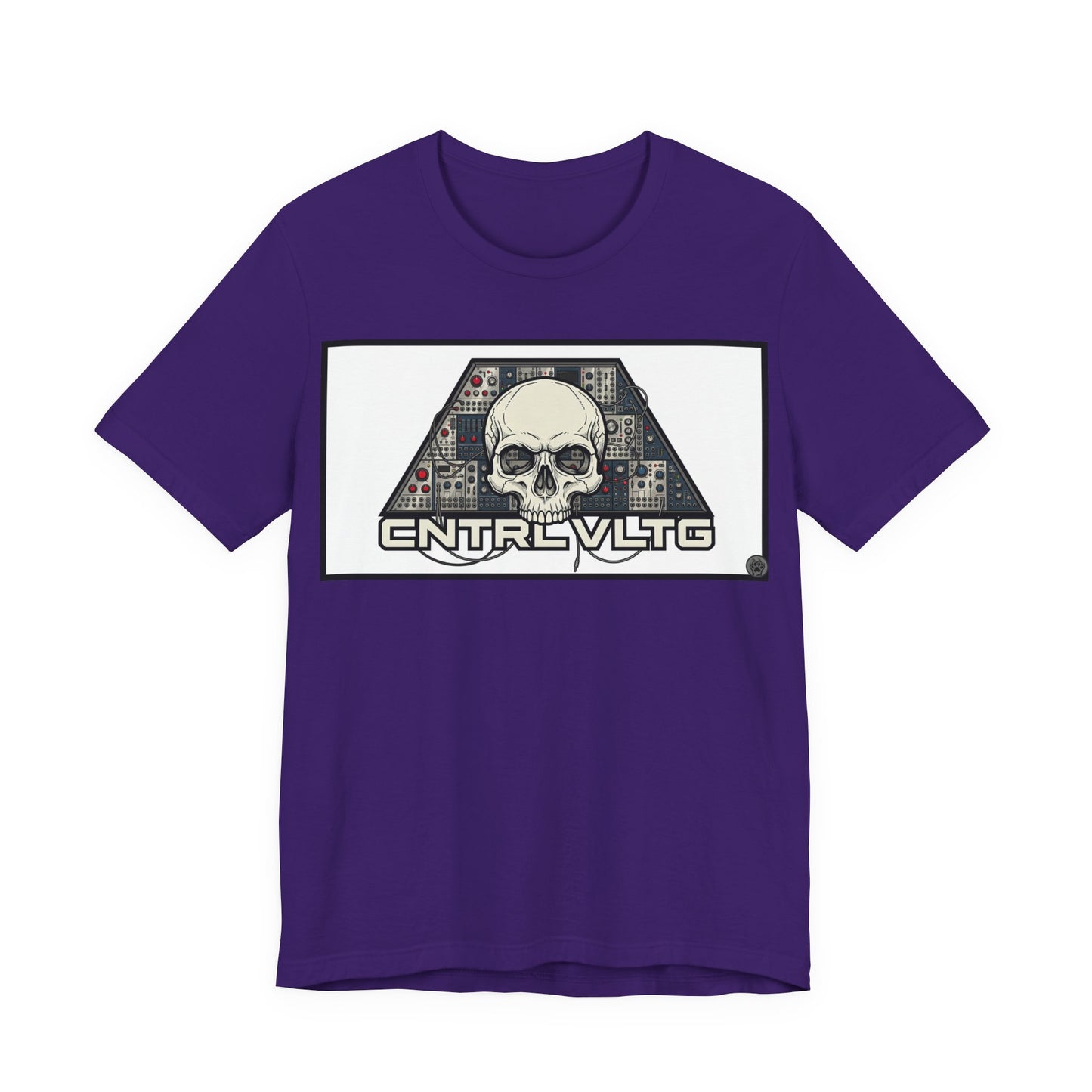 CV Control Voltage = TriBase White - Modular Synth Skull Analog Circuit Tee — “CNTRL VLTG” Retro Tech Graphic T-Shirt
