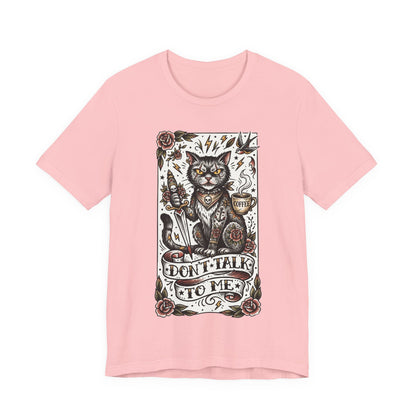 VOID - Don’t Talk to Me (Vertical) Cat T-Shirt — Gothic Tattoo Style Cat Graphic Tee