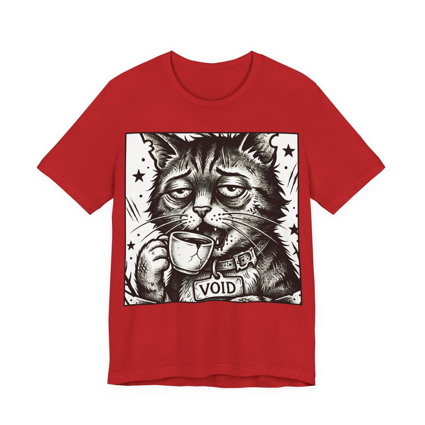 VOID - The Original Void Cat Tee — Tired Moody Cat Drinking Coffee Graphic T-Shirt
