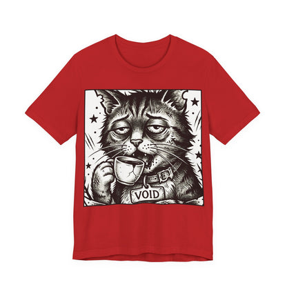 VOID - The Original Void Cat Tee — Tired Moody Cat Drinking Coffee Graphic T-Shirt