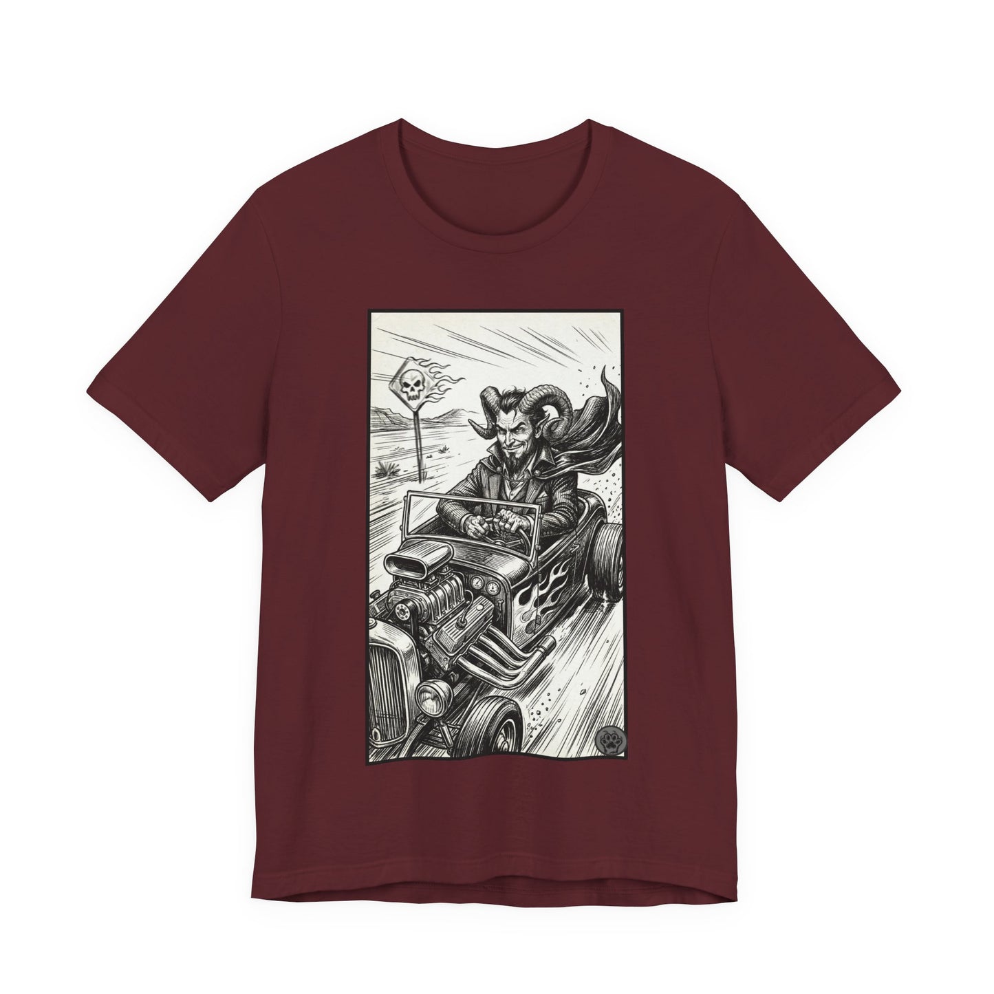 BLZB - Hot Rod Devil Driving T‑Shirt — Vintage Gothic Car Illustration Tee