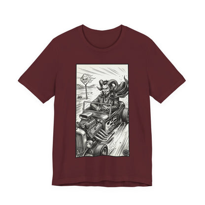 BLZB - Hot Rod Devil Driving T‑Shirt — Vintage Gothic Car Illustration Tee