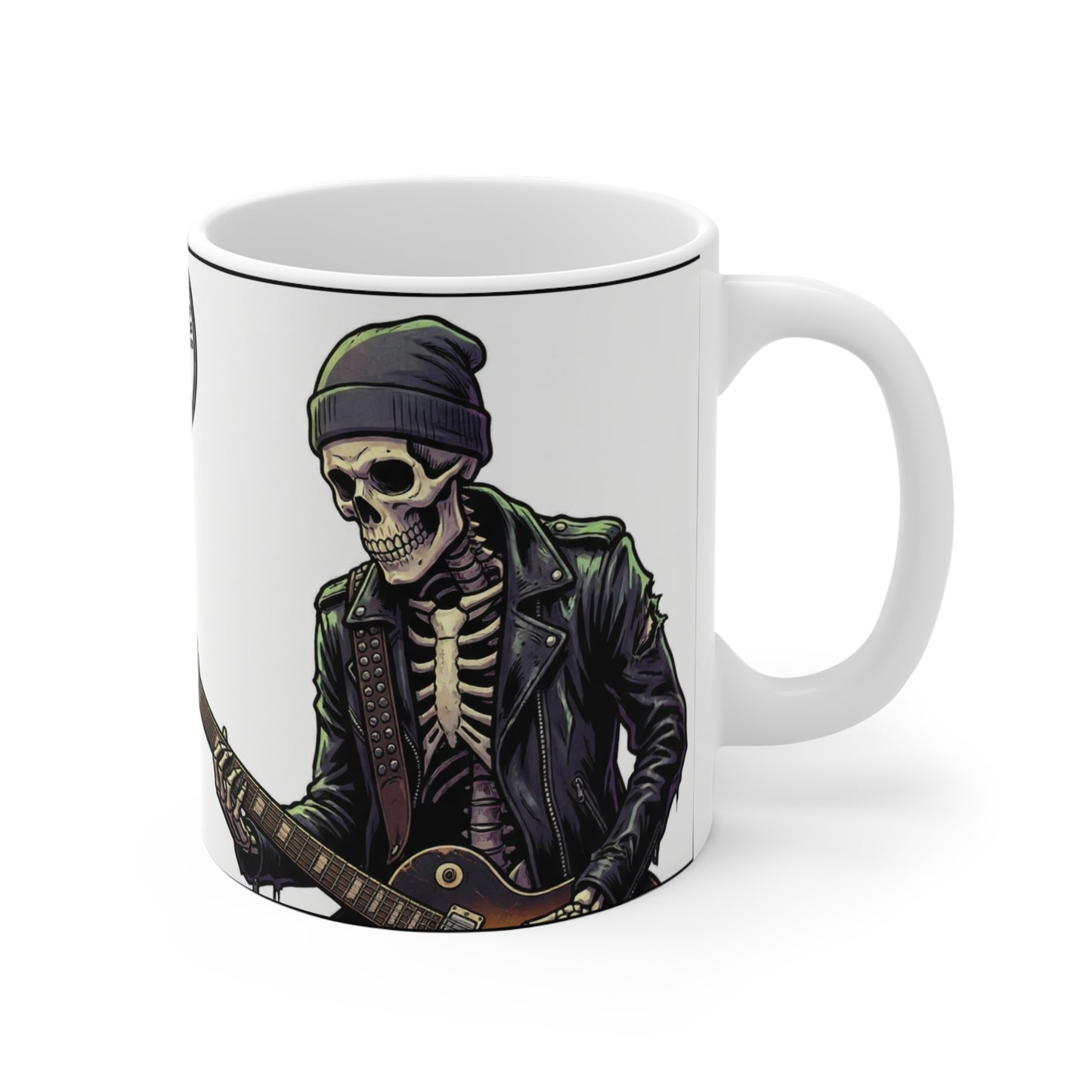Bonesy - 11oz Mug Ambi Handle - Skeleton Guitarist Mug — Rock Music Skull Coffee Cup (11 oz)