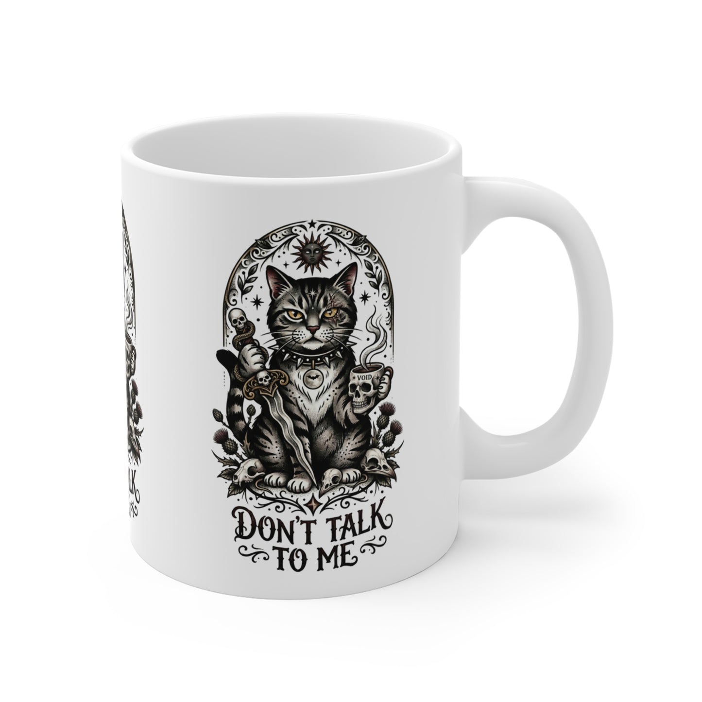 VOID - Don't Talk To Me Cat Mug — 11oz Gothic Cat Coffee Cup
