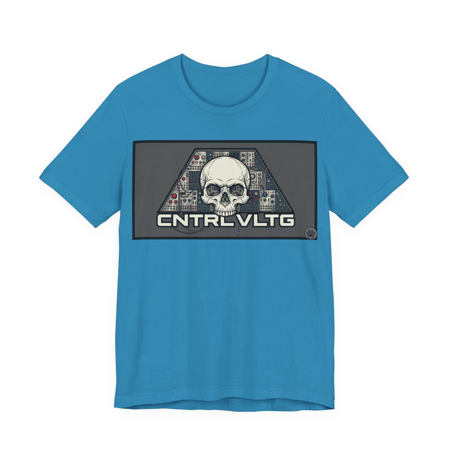 CV Control Voltage - TriBase Grey - Skull Modular Synth Analog Circuit 'CNTRL VLTG' Graphic Tee - Retro Tech Skull T-Shirt
