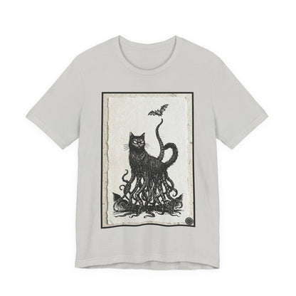 OctoCat Catching a Bat - Vintage Paper - Mystic Cat Kraken Tee — Gothic Cat T‑Shirt