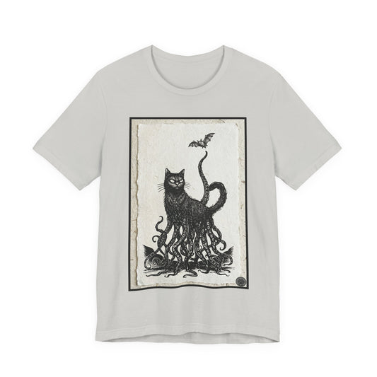OctoCat Catching a Bat - Vintage Paper - Mystic Cat Kraken Tee — Gothic Cat T‑Shirt