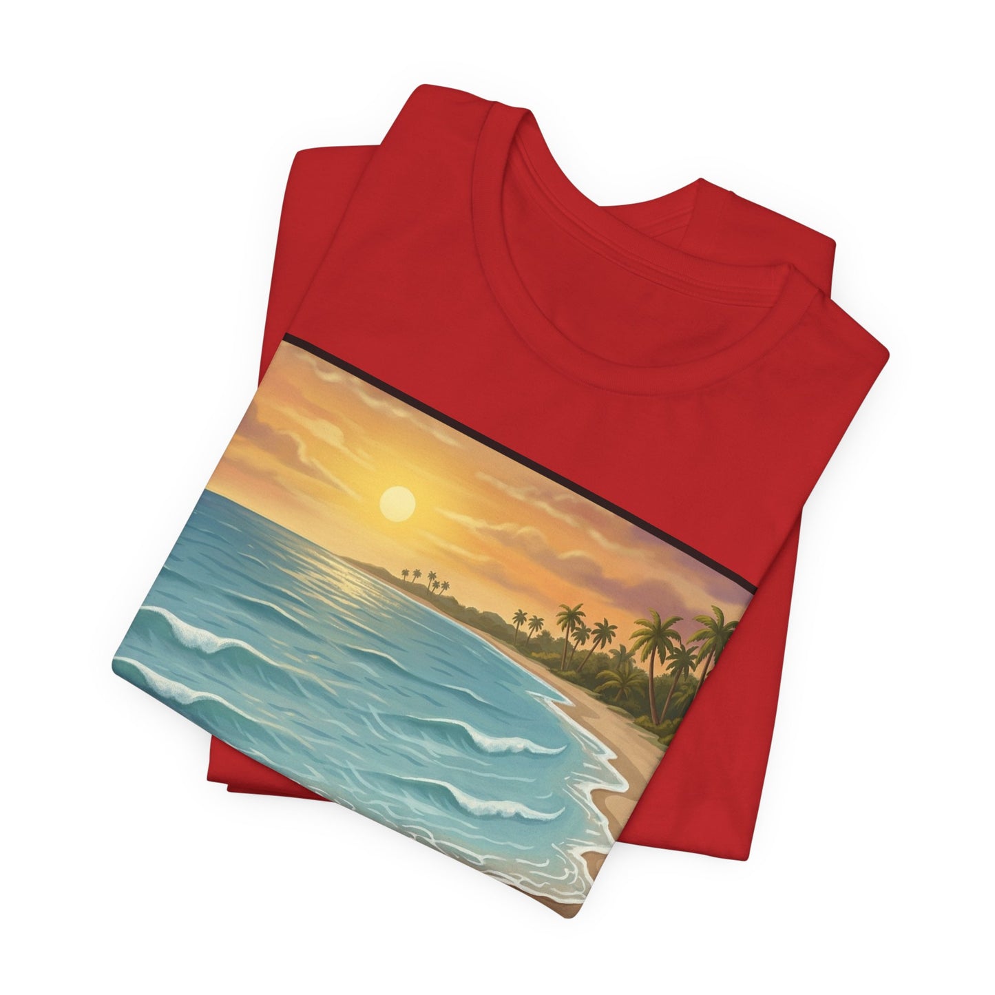 Another Nice Day At The Beach - Vertical - Beach Sunset Tee — Coastal Tropical Shoreline Graphic T‑Shirt