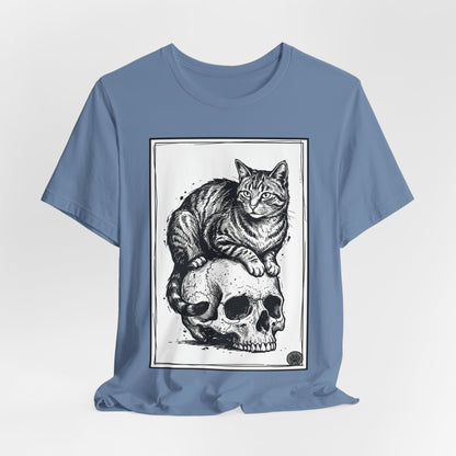 DarkArts Collection - Cat & Skull 2 T‑Shirt — Gothic Cat Skull Graphic Tee