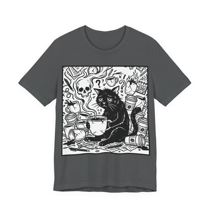 VOID - Overwhelmed (Crop) - Coffee Grunge Black Cat Art Tee