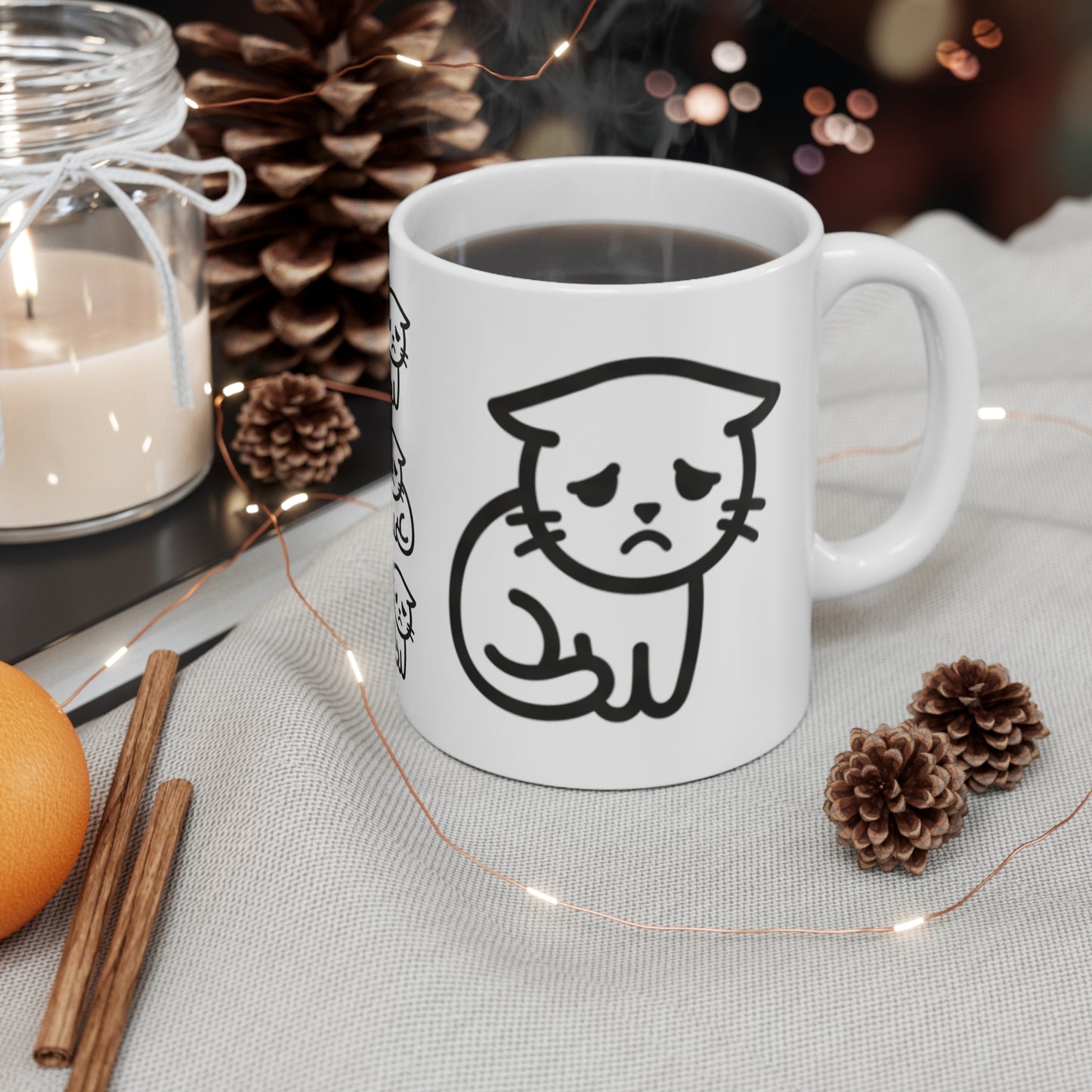 VOID - Sad Cat Coffee Mug — Cute Minimalist Black & White Kitty 11oz