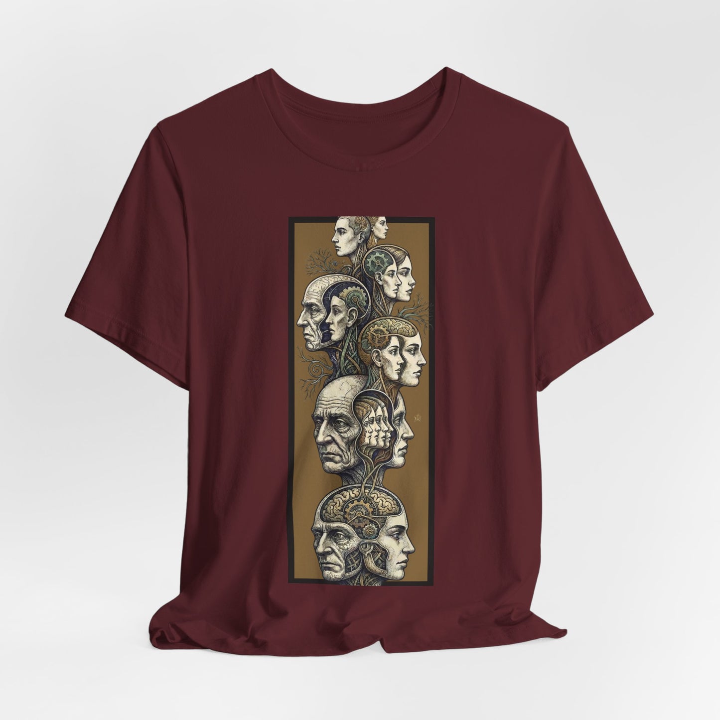 Family of Thought - Gold - Anatomical Heads Vertical Collage T-Shirt