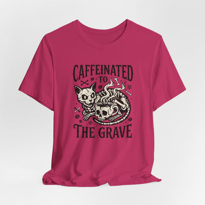 VOID - Caffeinated to the Grave Tee - Coffee Cat Humor Shirt