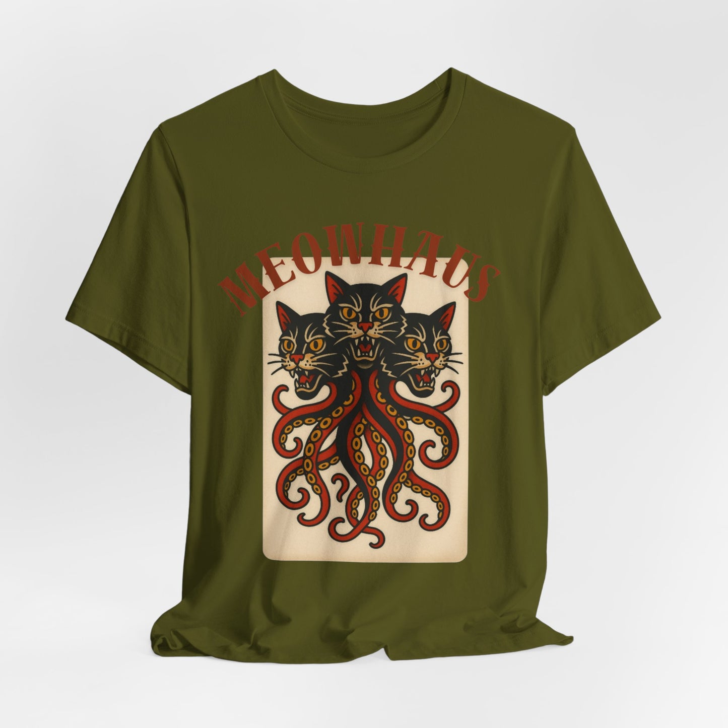 The Magic Three - Vintage Tattoo Meowhaus Cat-Octopus Graphic Tee