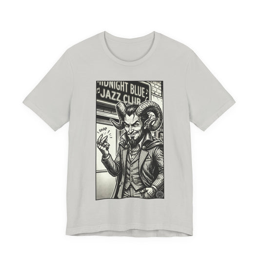 BLZB - Finger Snap Jazz Club Graphic Tee — 'Midnight Blue Jazz Club' Vintage Devil Illustration