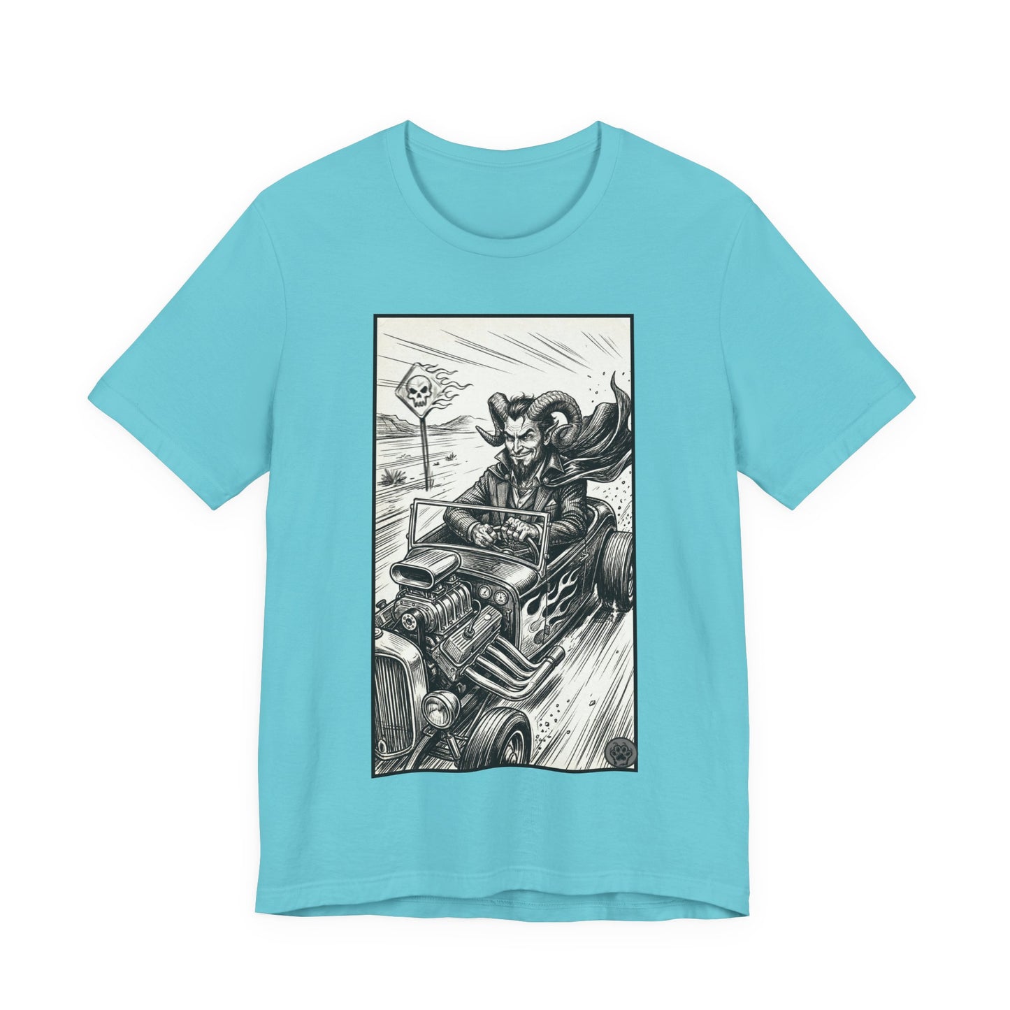 BLZB - Hot Rod Devil Driving T‑Shirt — Vintage Gothic Car Illustration Tee