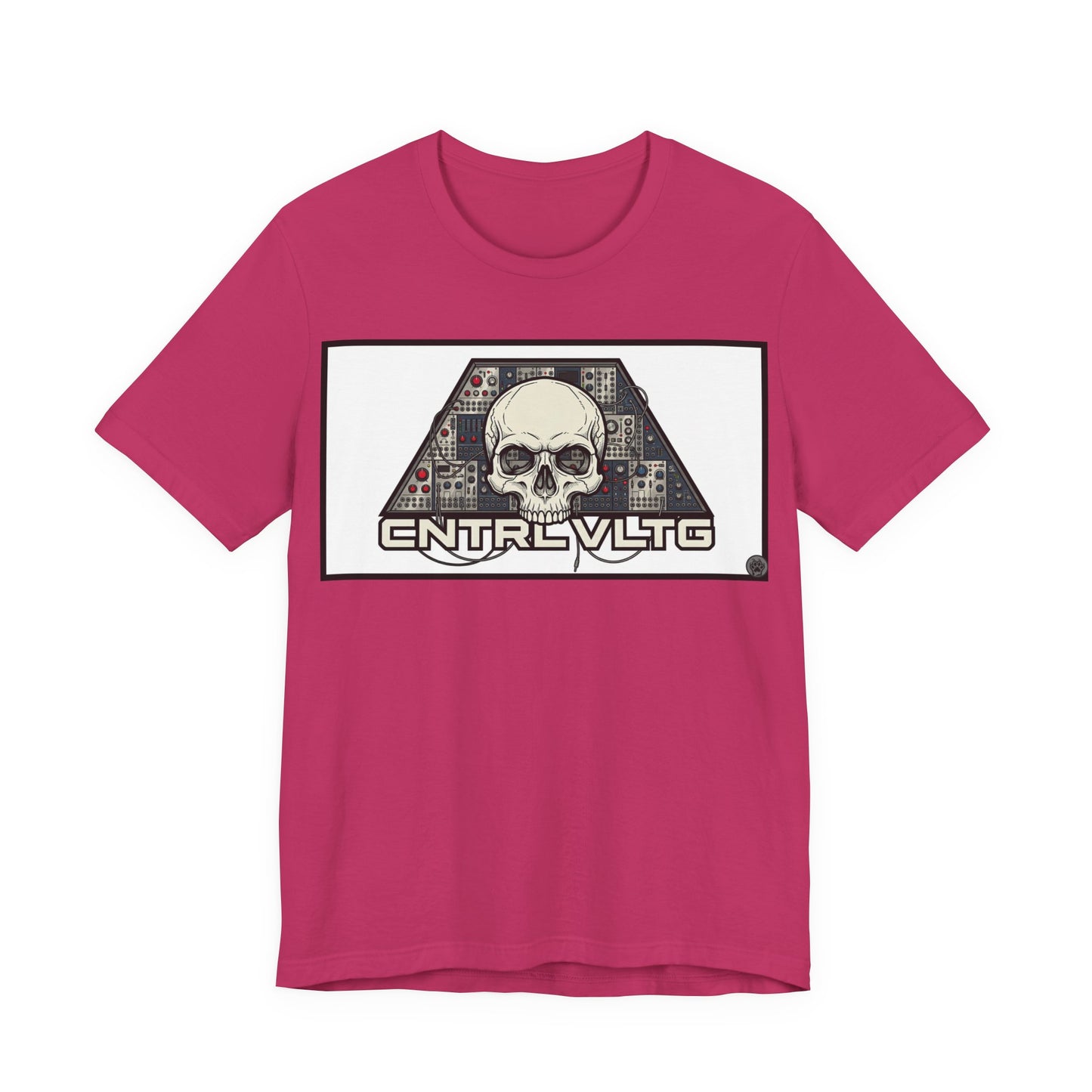 CV Control Voltage = TriBase White - Modular Synth Skull Analog Circuit Tee — “CNTRL VLTG” Retro Tech Graphic T-Shirt