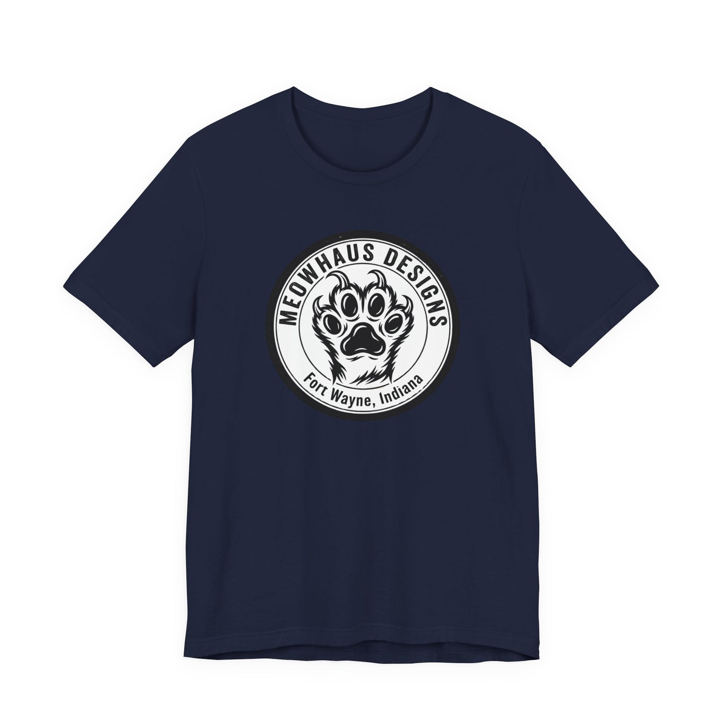 Meowhaus Designs Paw Logo T‑Shirt — Fort Wayne Cat Lover Graphic Tee