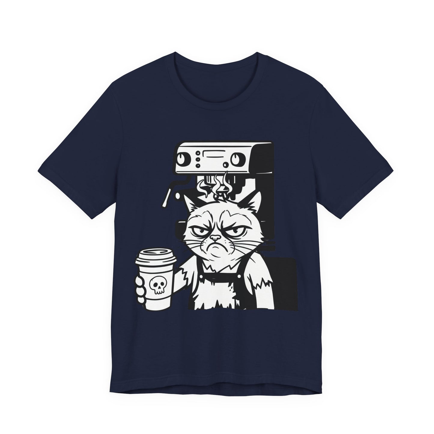 VOID - Annoyed Cat Coffee Tee — Funny Sarcastic Cat Barista Shirt with Coffee & Espresso Machine