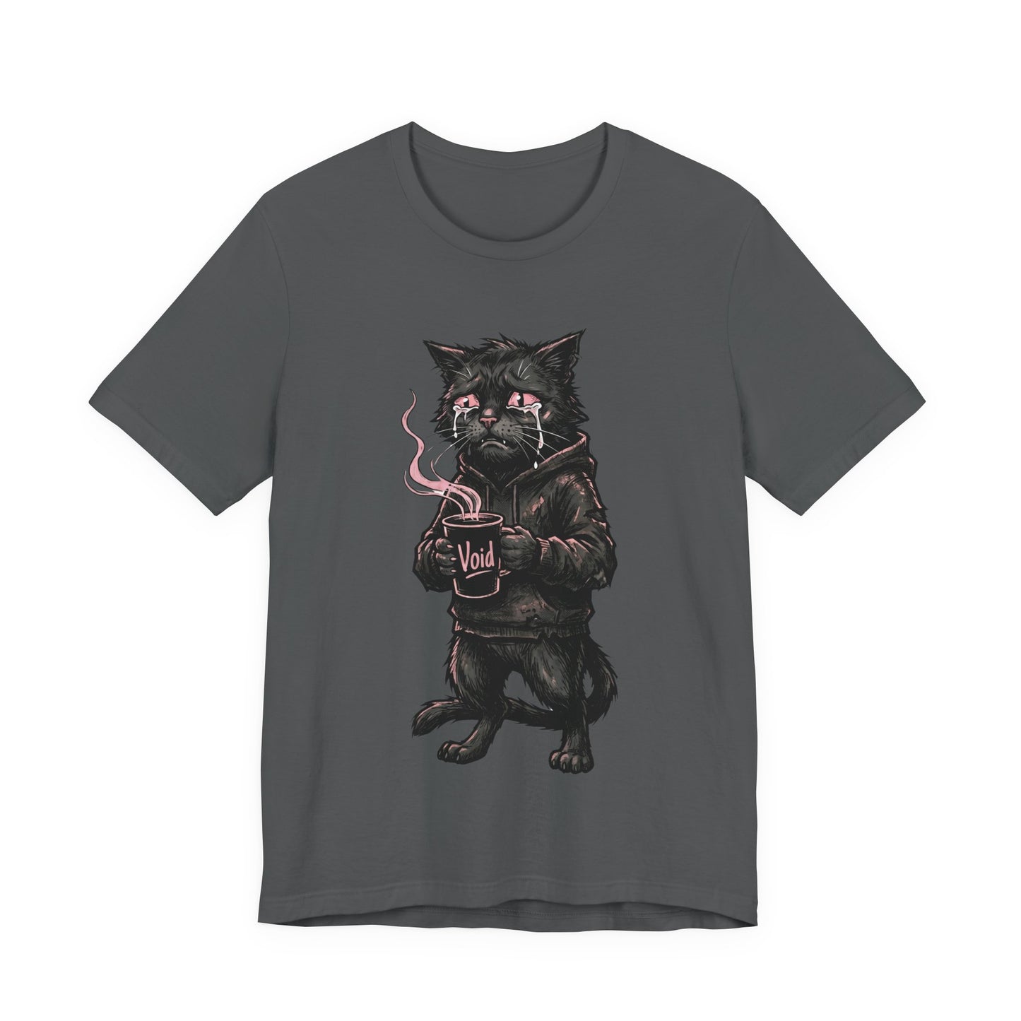 VOID - The Dark Void Cat T‑Shirt — Gothic Coffee Black Cat Illustration Tee