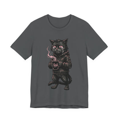 VOID - The Dark Void Cat T‑Shirt — Gothic Coffee Black Cat Illustration Tee