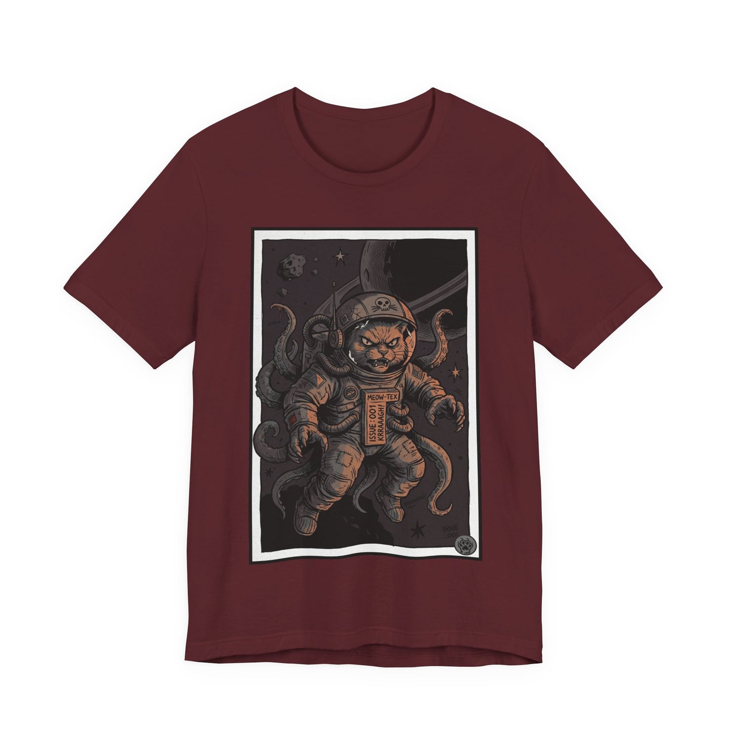 AlienCat Astronaut In Space! - Dark - Cat Graphic Tee – Space Cat with Tentacles Illustration