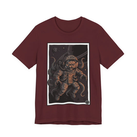 AlienCat Astronaut In Space! - Dark - Cat Graphic Tee – Space Cat with Tentacles Illustration
