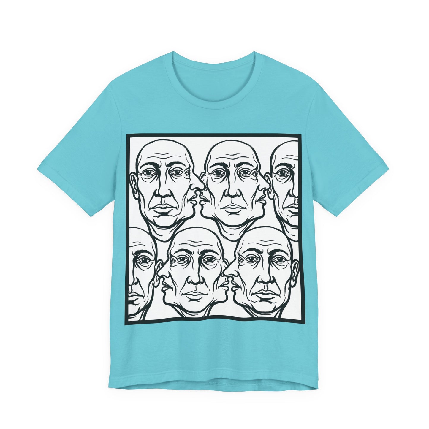 HotGossip - Version 2 - Monochrome Repeating Faces Tee – Abstract Expressionist Portrait T-Shirt