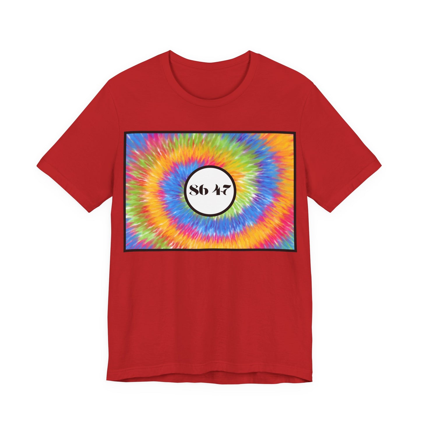 Tie-Dye Vibe T-Shirt — "86 47" Retro Rainbow Graphic Tee