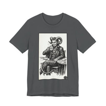 Devil's Brew - Coffee - Devil in a Suit Graphic Tee — Vintage Demon Illustration T-Shirt