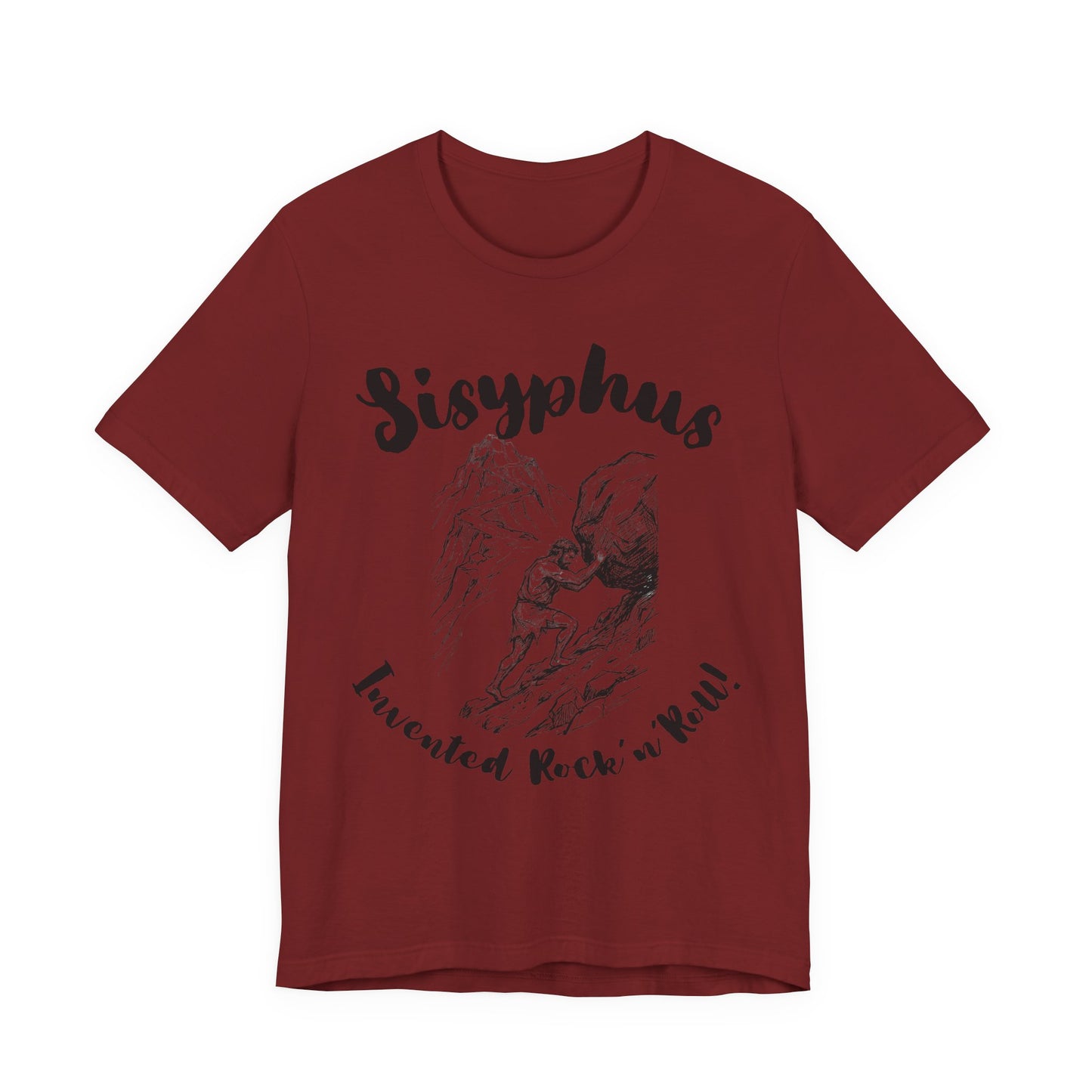 Greek Mythology Humor - Sisyphus T‑Shirt — 'Invented Rock 'n' Roll' Vintage Mythology Tee - Elvis Who?