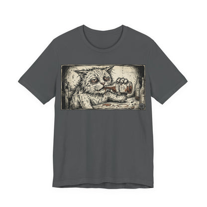 Scraps "Bad Day" - Cat Drinking Whiskey Graphic Tee — Vintage Drunk Depressed Cat T-Shirt