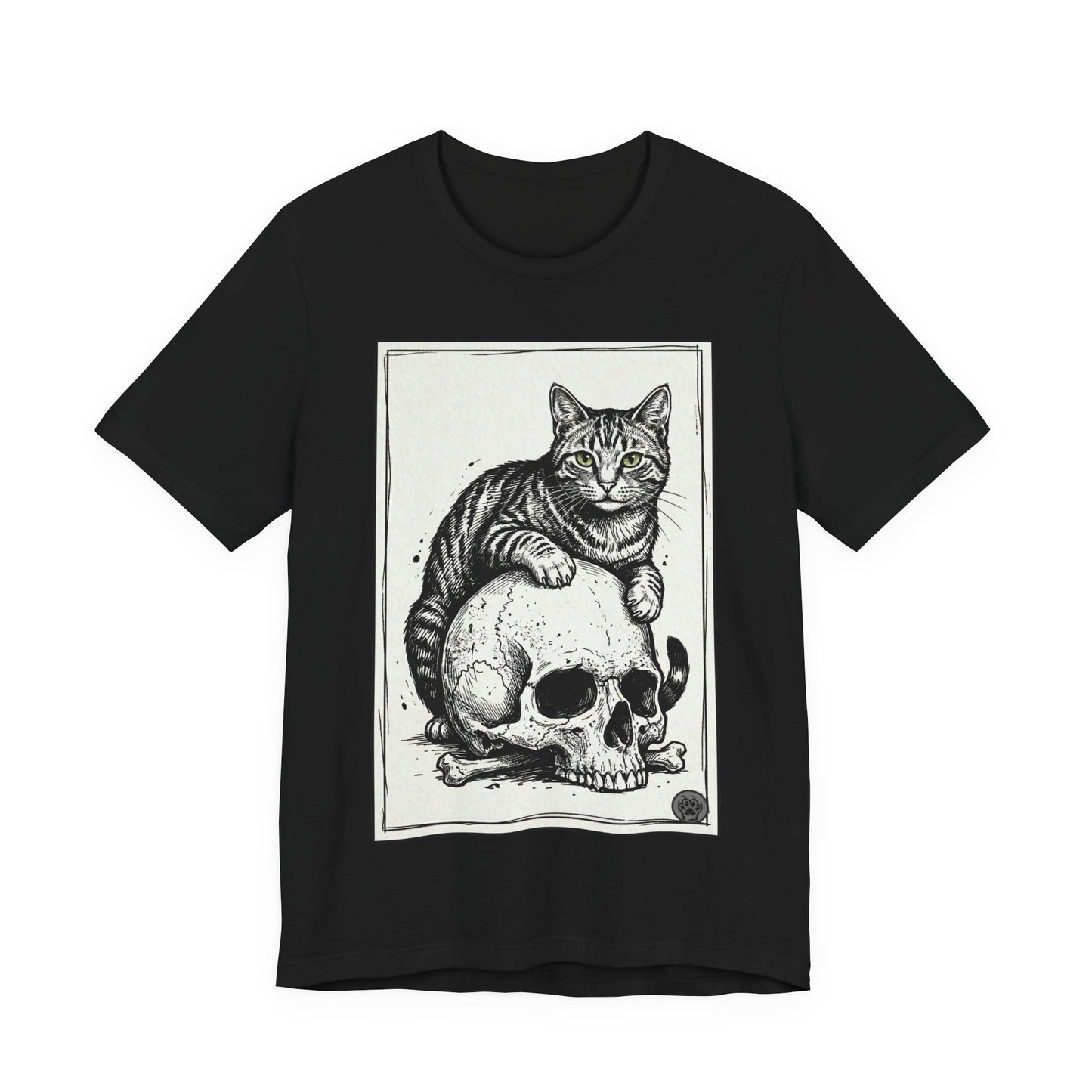 DarkArts Collection - Cat & Skull T-Shirt – Gothic Cat Illustration Tee