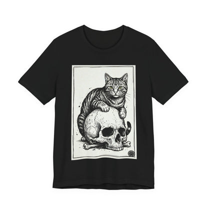 DarkArts Collection - Cat & Skull T-Shirt – Gothic Cat Illustration Tee