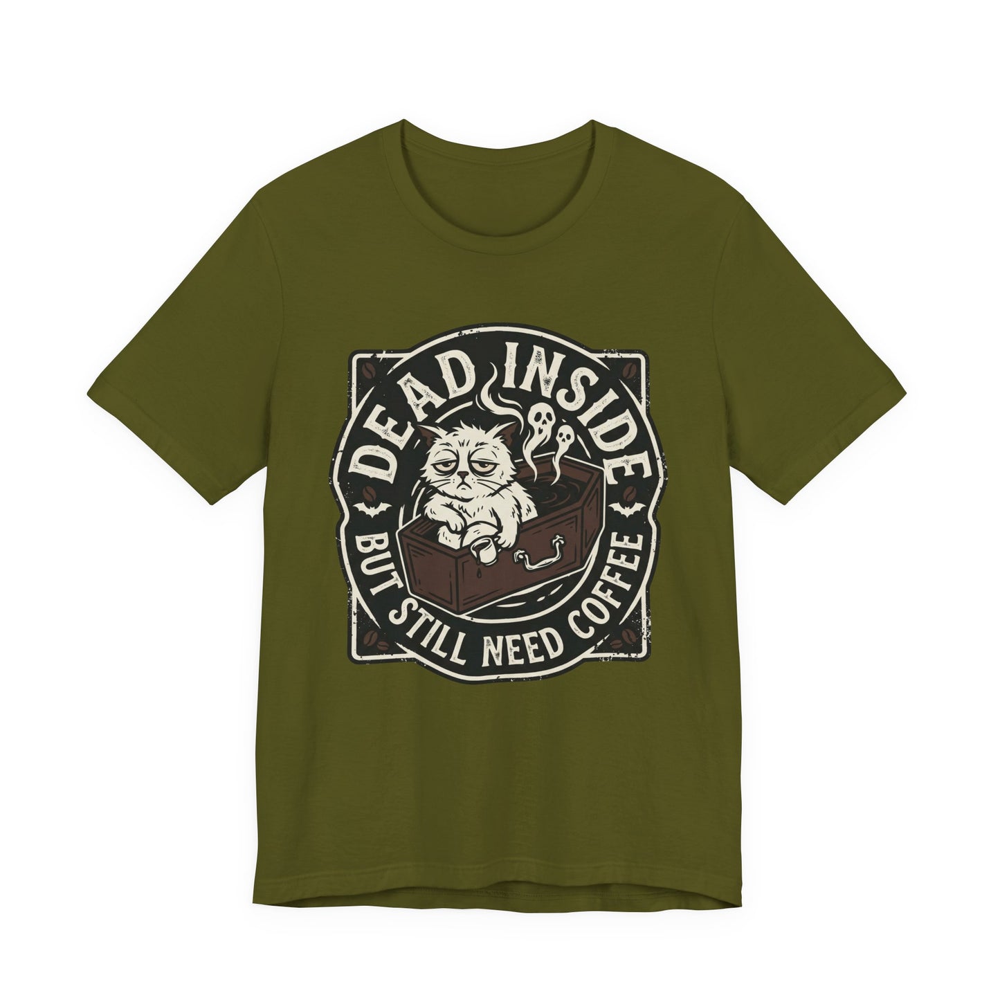 VOID - Dead Inside But Still Need Coffee T-Shirt - Coffee Cat Humor Tee